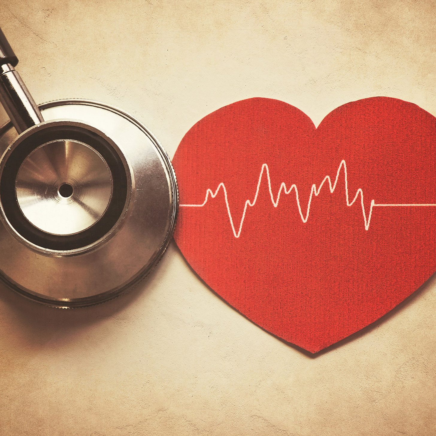 heart and stethoscope in vintage style